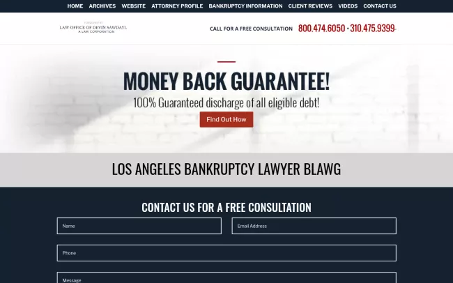 Screenshot of the Los Angeles Bankruptcy Lawyer Blawg Website