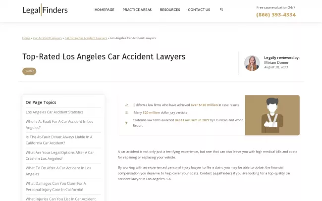 Screenshot of the LegalFinders Website