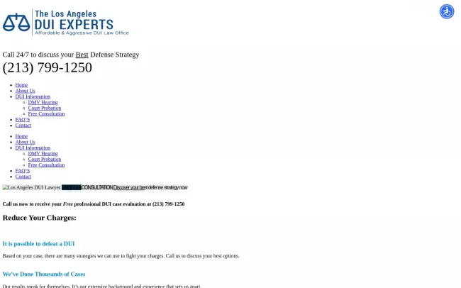 Screenshot of the The Los Angeles DUI Experts Website