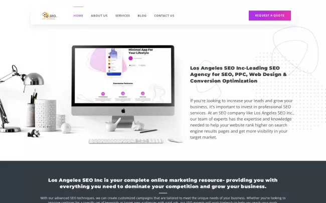 Screenshot of the Los Angeles SEO Website