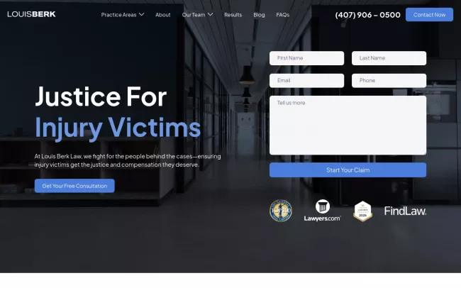 Screenshot of the Louis Berk Law Website
