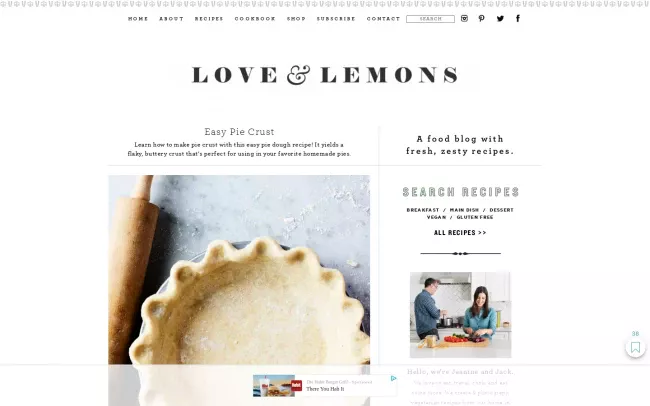 Screenshot of the Love and Lemons Blog