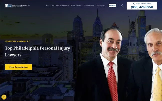 Screenshot of the Lowenthal & Abrams, Injury Lawyers Website