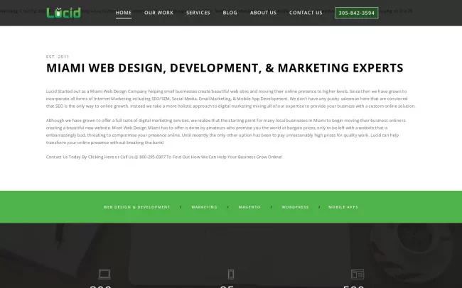 Screenshot of the Lucid Digital LLC Website