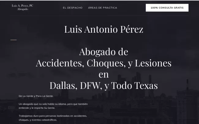 Screenshot of the Luis A. Perez, PC Website