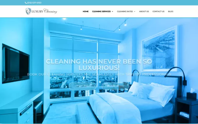 Screenshot of the Luxury Cleaning Website