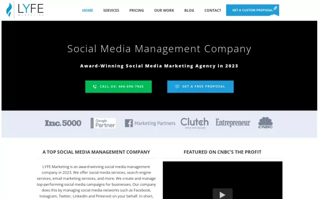 Screenshot of the Lyfe Marketing Website