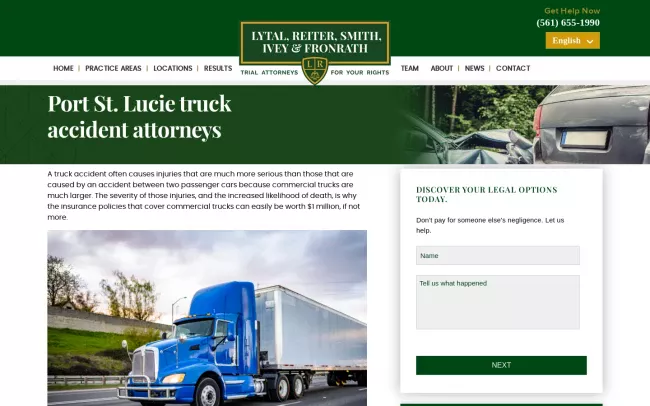 Screenshot of the Lytal, Reiter, Smith, Ivey & Fronrath Website