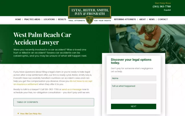 Screenshot of the Lytal, Reiter, Smith, Ivey & Fronrath Website