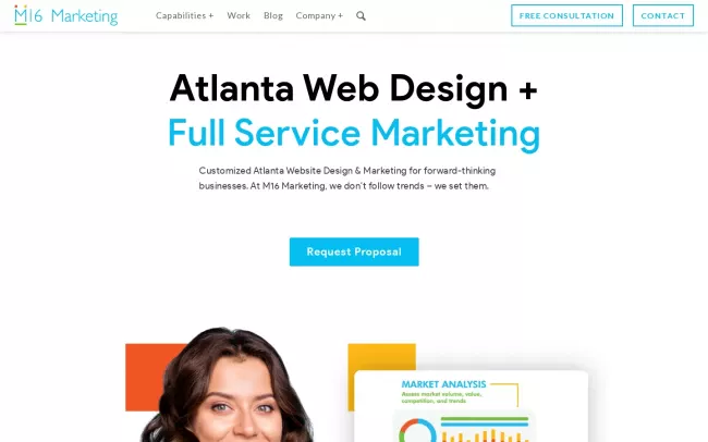 Screenshot of the M16 Marketing - Atlanta Web Design and SEO Company Website