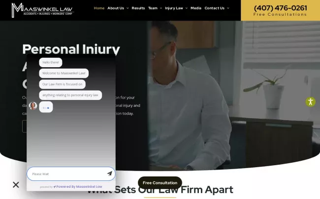 Screenshot of the Maaswinkel Law, P.A. Website