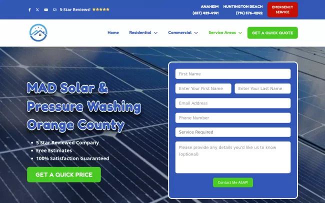 MAD Solar & Pressure Washing Orange County