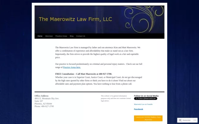 Screenshot of the The Maerowitz Law Firm, LLC Website