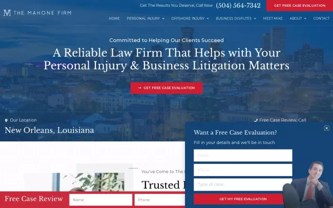 Screenshot of the The Mahone Firm Website