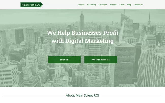 Screenshot of the Main Street ROI Website