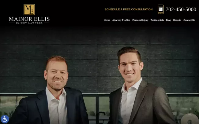 Screenshot of the Mainor Ellis Injury Lawyers Website