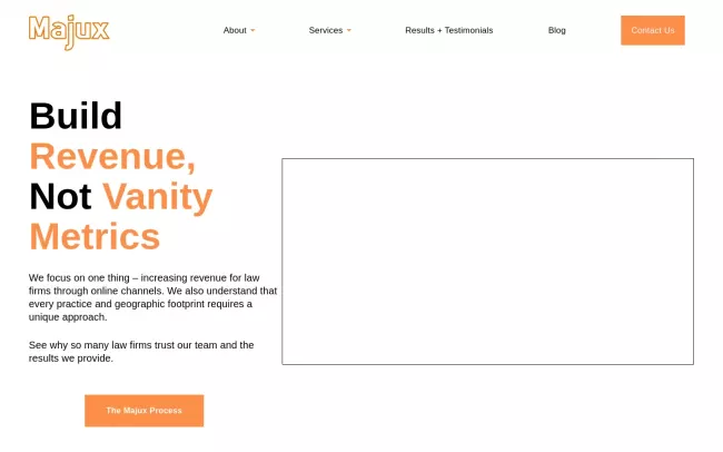 Screenshot of the Majux Website