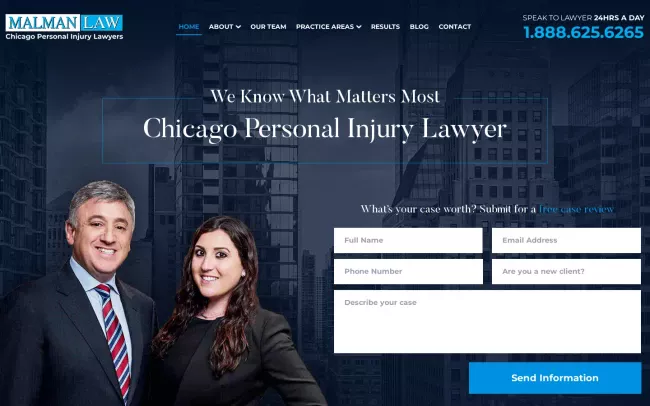 Screenshot of the Malman Law Website