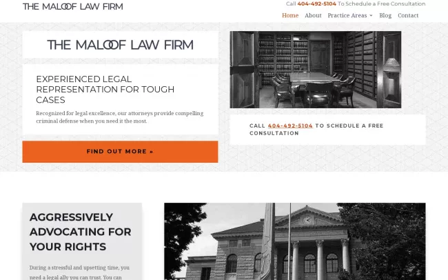 Screenshot of the The Maloof Law Firm Website