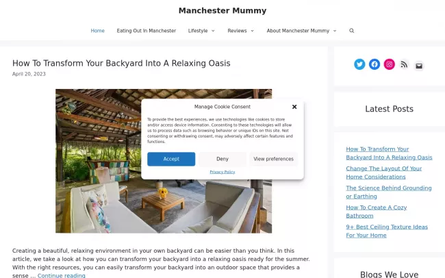 Screenshot of the Manchester Mummy Blog