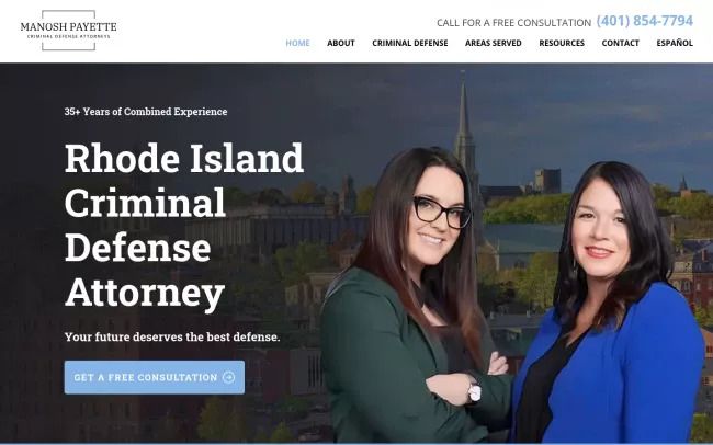 Screenshot of the Manosh Payette Criminal Defense Attorneys Website