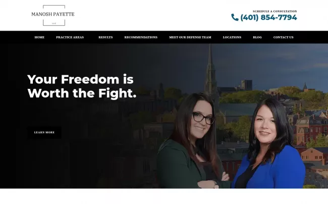 Screenshot of the Manosh Payette Criminal Defense Attorneys Website