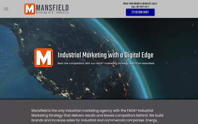 Screenshot of the Mansfield Marketing Website