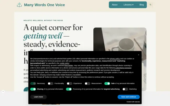Screenshot of the Many Words on One Voice Blog