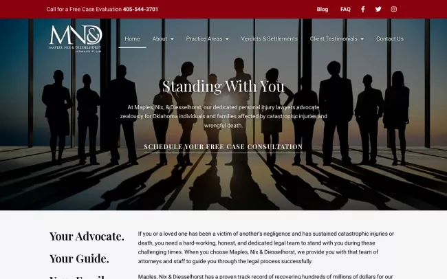 Screenshot of the Maples, Nix & Diesselhorst Website