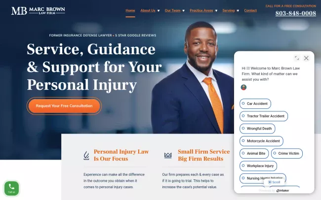 Screenshot of the Marc Brown Law Firm Website