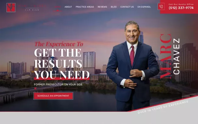 Screenshot of the Marc Chavez Law Firm Website