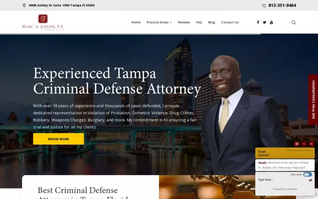 Screenshot of the Marc A. Joseph Website