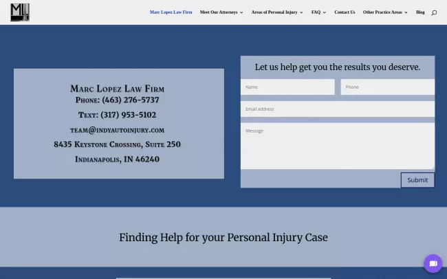 Screenshot of the Marc Lopez Law Firm Website