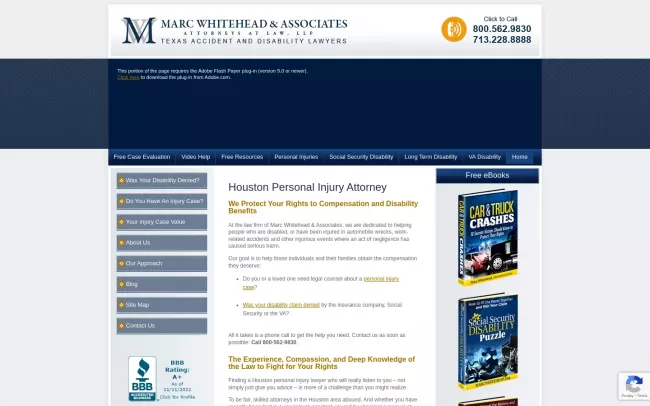 Screenshot of the Marc Whitehead & Associates Attorneys at Law, LLP Website