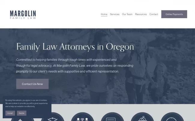 Screenshot of the Margolin Family Law Website