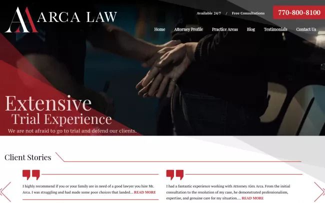 Screenshot of the Marietta Criminal Defense Lawyers Website