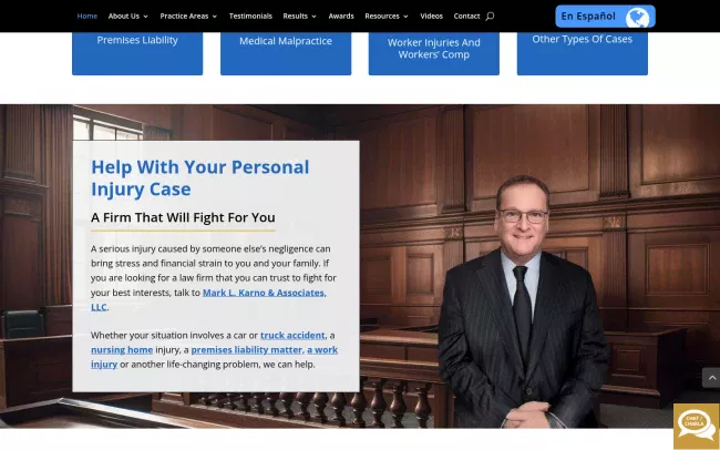 Screenshot of the Mark L. Karno & Associates, LLC Website