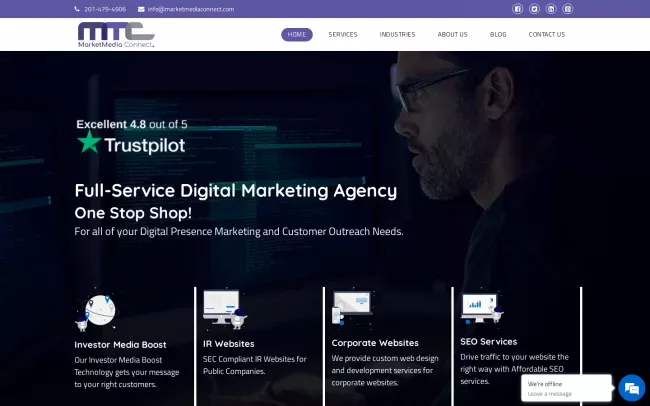 Screenshot of the Market Media Connect Website