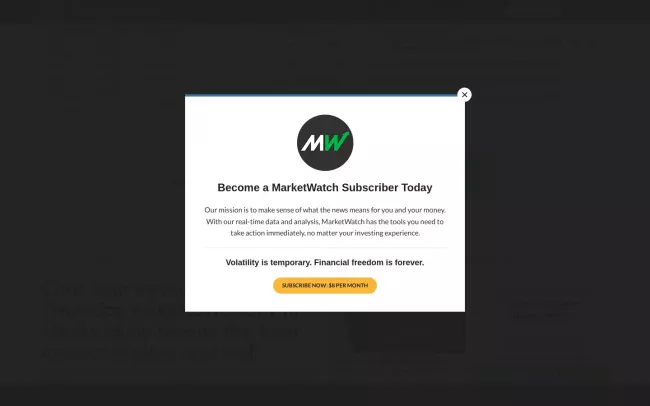 Screenshot of the Market Watch Website