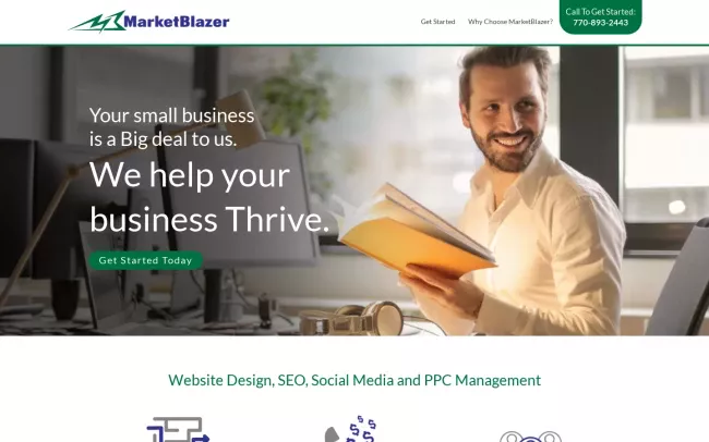 Screenshot of the MarketBlazer Website
