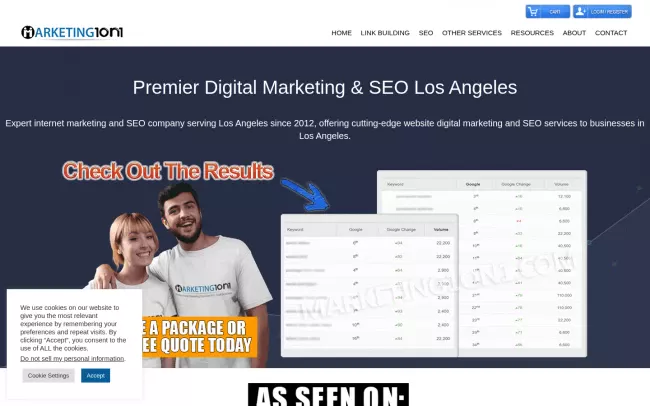 Screenshot of the Marketing 1on1 Website