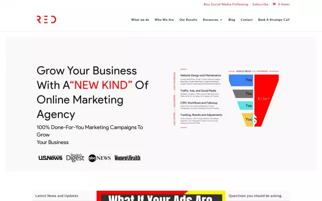Screenshot of the Marketing Hy Website