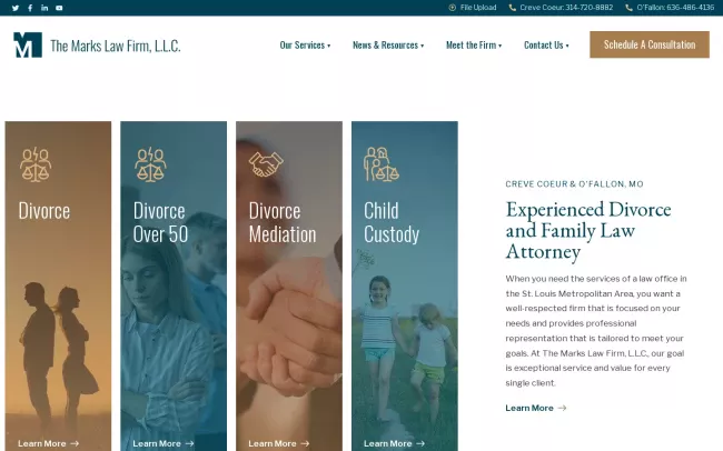 Screenshot of the The Marks Law Firm, L.L.C. Website