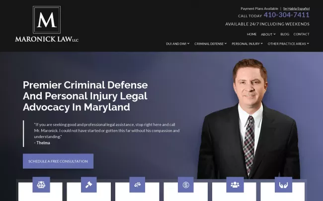 Screenshot of the Maronick Law LLC Website