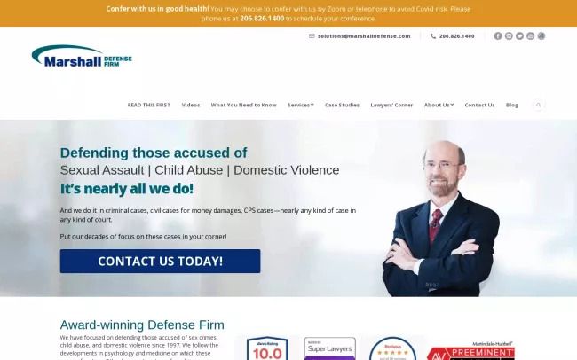 Screenshot of the The Marshall Defense Firm Website