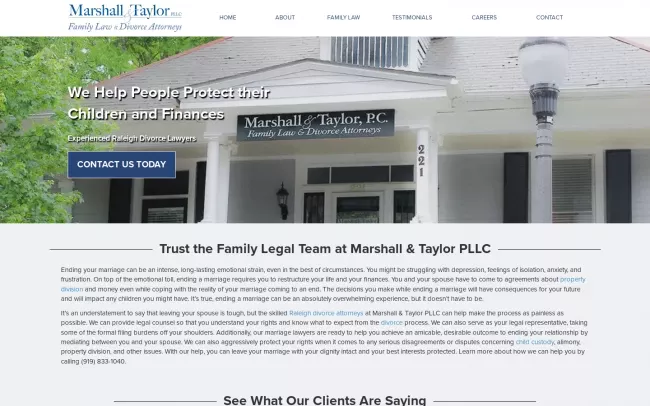Screenshot of the Marshall & Taylor PLLC Website