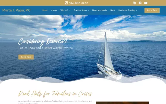 Screenshot of the Marta J. Papa, P.C. Website