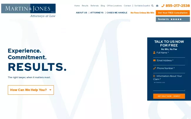 Screenshot of the Martin & Jones, PLLC Website