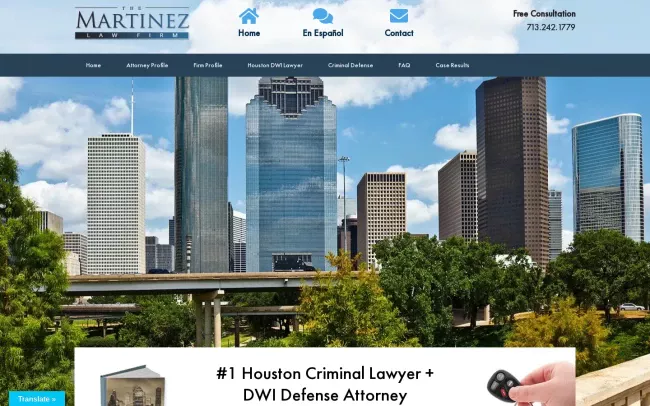Screenshot of the The Martinez Law Firm - Houston DWI Lawyer Website