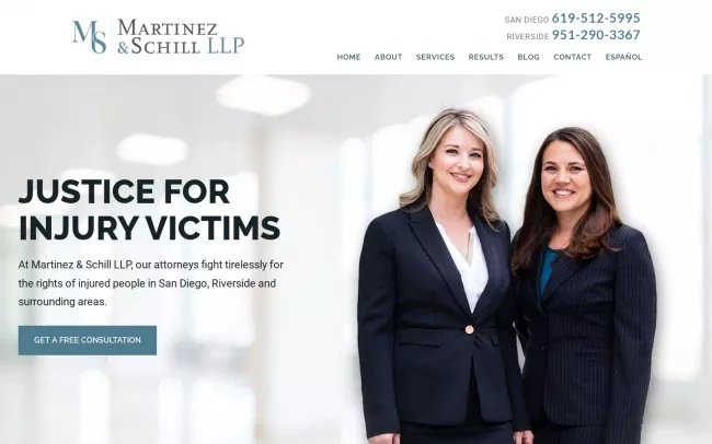 Screenshot of the Martinez & Schill LLP Website